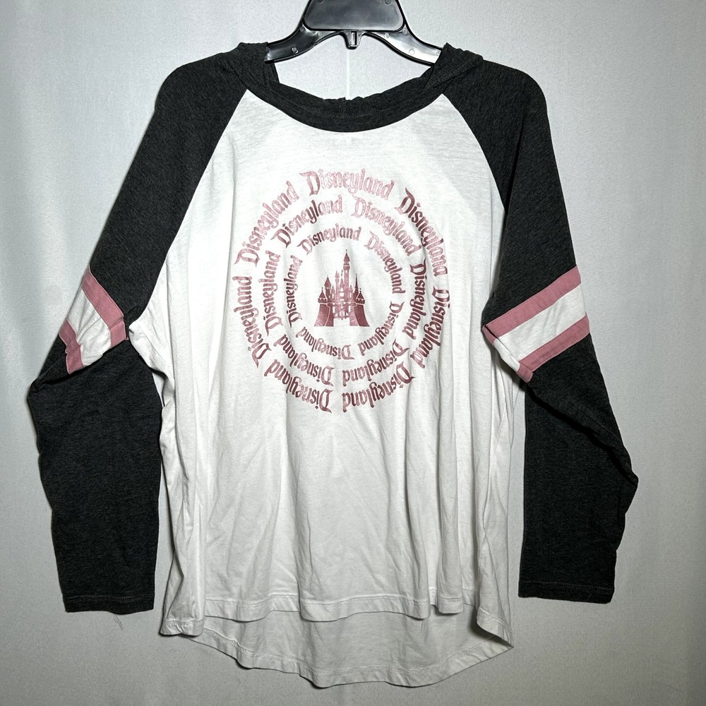 Disney Disneyland White Charcoal Rose Gold Castle Raglan Hoodie Women's Plus 1X